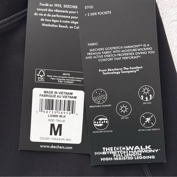 SKECHERS GO WALK Black High Waisted Full Length Leggings--M - Picture 14 of 16